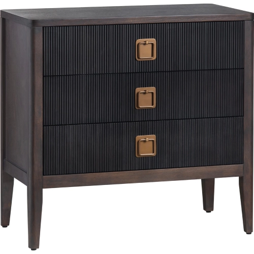 Worthington 3 Drawer Chest in Dark Brown & Black Wood