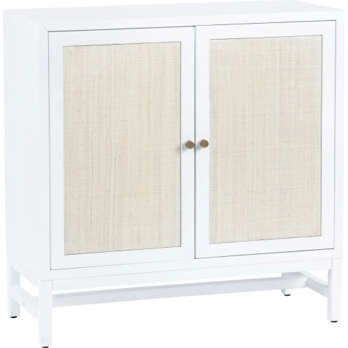 Sandy Shores 2 Door Accent Cabinet in White Wood & Washed Rattan