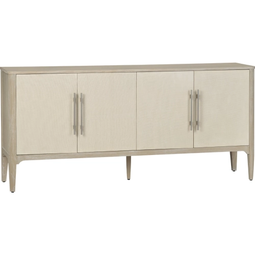 Sterling 74" 4 Door Media Credenza Sideboard in Wood & Cream Raffia