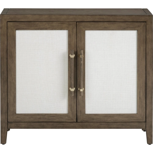 Finn 39" 2 Door Media Cabinet in Brown Wood & White Wicker