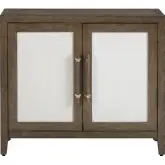 Finn 39" 2 Door Media Cabinet in Brown Wood & White Wicker