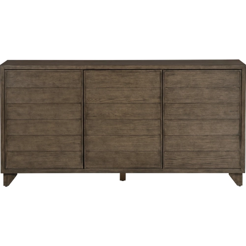 Kieran 72" 3 Door Media Credenza Sideboard in Deep Brown Wood