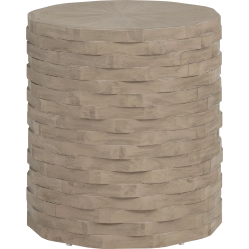 Baker Round End Table in Tan Finish Wood