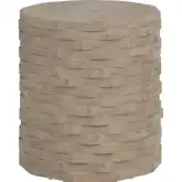 Baker Round End Table in Tan Finish Wood