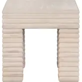 Piper Square Reeded End Table in Washed Cream Finish Wood