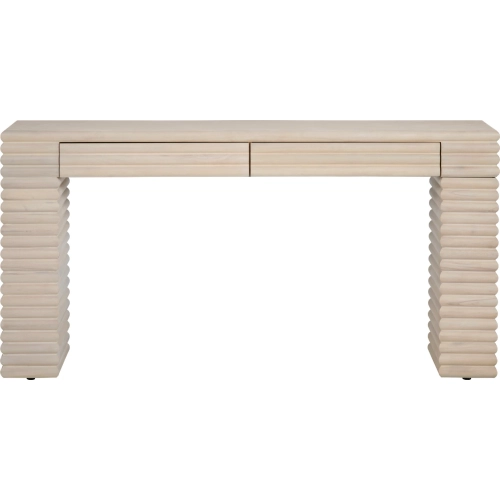 Piper 2 Drawer Console Sofa Table in Washed Cream Finish Wood