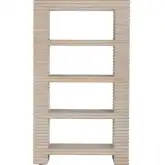 Piper 4 Shelf Reeded Etagere Bookcase in Washed Cream Finish Wood