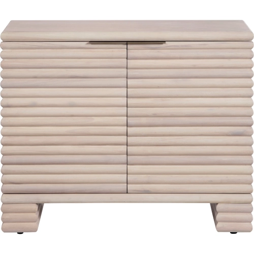 Piper Reeded 2 Door Cabinet in Washed Cream Finish Wood