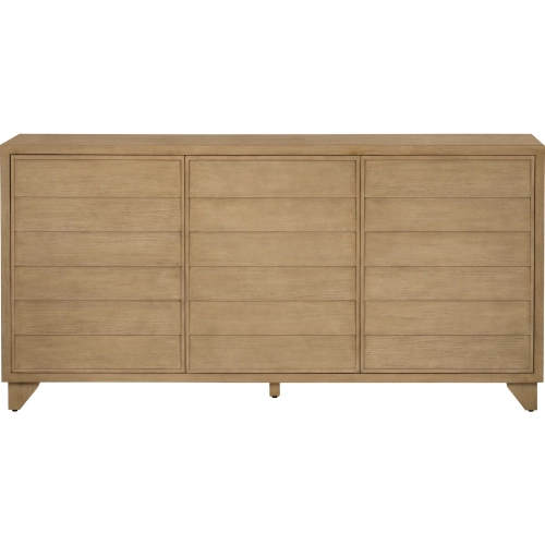 Reese 72" 3 Door Reeded Media Credenza Sideboard in Tan Wood