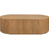 Emery Oval Cocktail Coffee Table in Honey Brown Wood