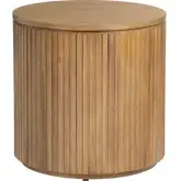 Emery Round Accent End Table in Honey Brown Wood
