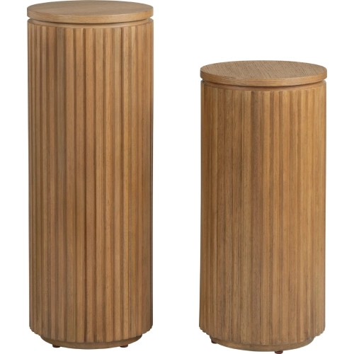 Emery 2 Piece Plant Stand Set in Honey Brown Wood