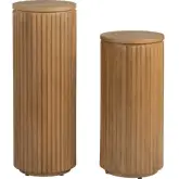 Emery 2 Piece Plant Stand Set in Honey Brown Wood