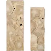 Jackson 2 Piece Pedestal Plant Stand Set in Tan Finish Teak Wood