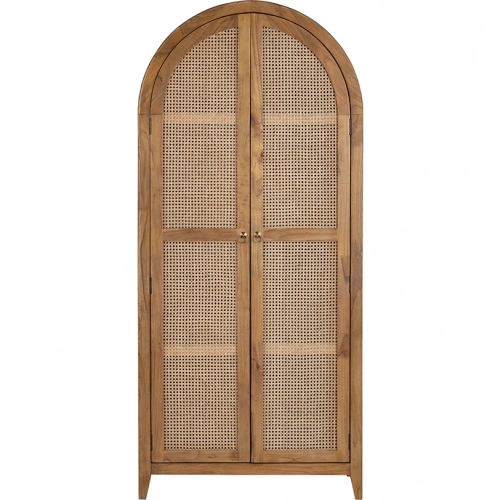 Valencia 78.75" 2 Door Brown Tall Cabinet in Brown Wood & Cane