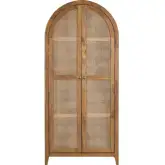 Valencia 78.75" 2 Door Brown Tall Cabinet in Brown Wood & Cane