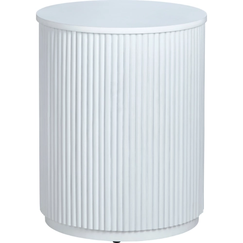 Astoria Round End Table in White Finish Wood