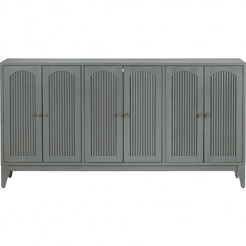Palisade 73.5" 6 Door Media Credenza Sideboard in Green Wood