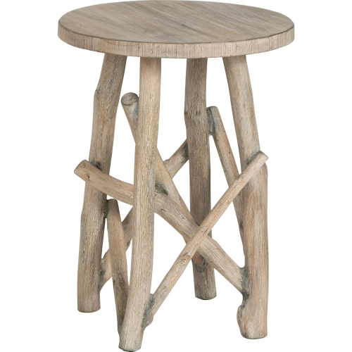 Twigswell 17.5" Round End Table in Weathered Solid Wood