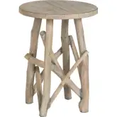 Twigswell 17.5" Round End Table in Weathered Solid Wood