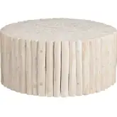 Gathering Round Cocktail Coffee Table in White Washed Natural Grain Teak Wood