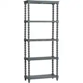 Alden 76" 4 Shelf Etagere Bookcase in Blueish Gray Solid Wood