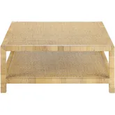 Barbados Square Cocktail Coffee Table in Tan Rattan