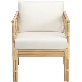 Barbados Accent Arm Chair in Cane, Rattan & Cream Fabric