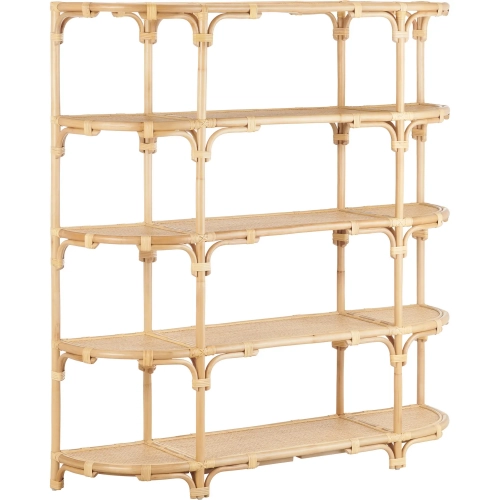 Capri 63.25" 4 Shelf Etagere Bookcase in Tan Rattan