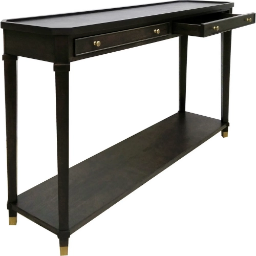 Carrington 60" 2 Drawer Console Sofa Table in Rich Brown Hardwood