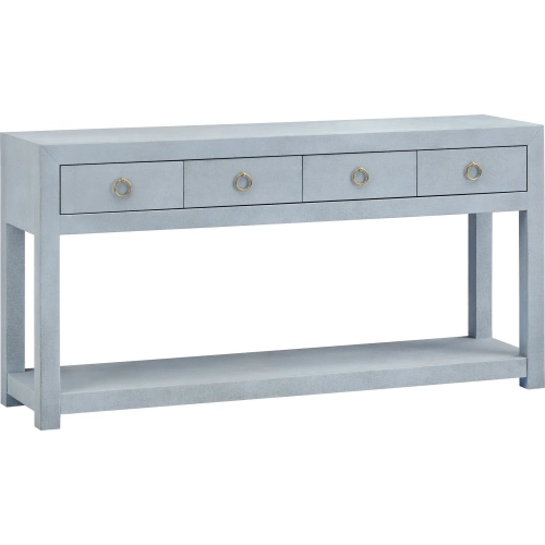 Skylar 64"W 4 Drawer Console Sofa Table in Textured Blue Wood
