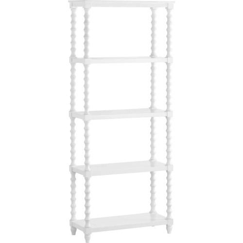Alden 76" 4 Shelf Etagere Bookcase in White Solid Wood