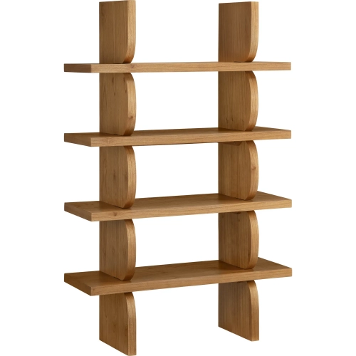 Theo 74"H 4 Shelf Etagere Bookcase in Natural Brown Wood