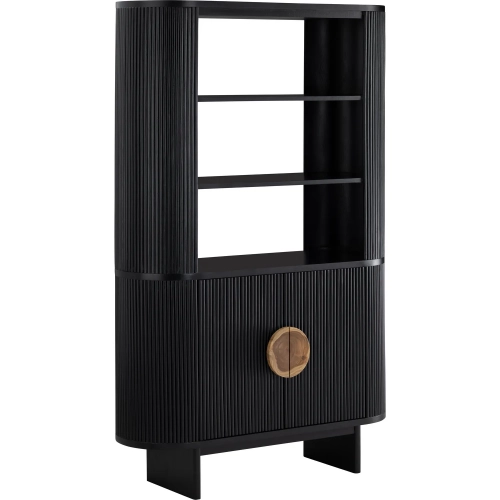 Paloma 75"H 3 Shelf Etagere Bookcase in Black & Natural Wood