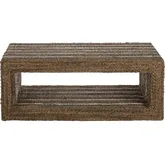 Parker Cocktail Coffee Table in Brown & White Banana leaf Rope