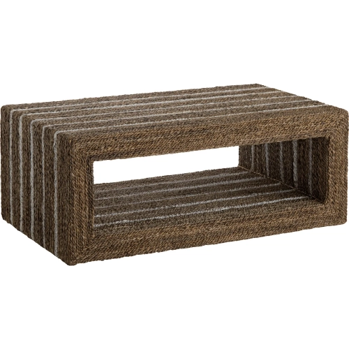 Parker Cocktail Coffee Table in Brown & White Banana leaf Rope