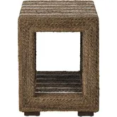 Parker End Table in Brown & White Banana leaf Rope