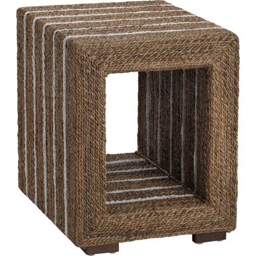 Parker End Table in Brown & White Banana leaf Rope