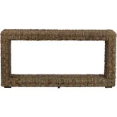 Grace 64"W 1 Shelf Console Sofa Table in Brown Woven Rope