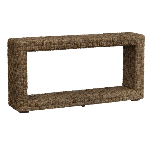 Grace 64"W 1 Shelf Console Sofa Table in Brown Woven Rope