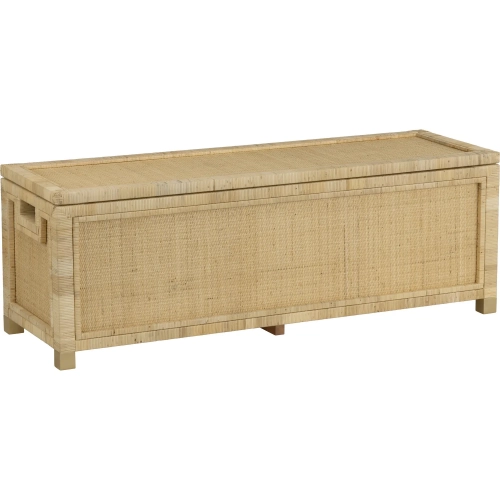 Barbados Storage Trunk in Tan Wood & Rattan