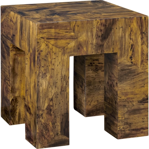 Mitchell Square End Table in Glossy Brown Wood
