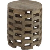 Barrett Round End Table in Textured Distressed Brown Wood