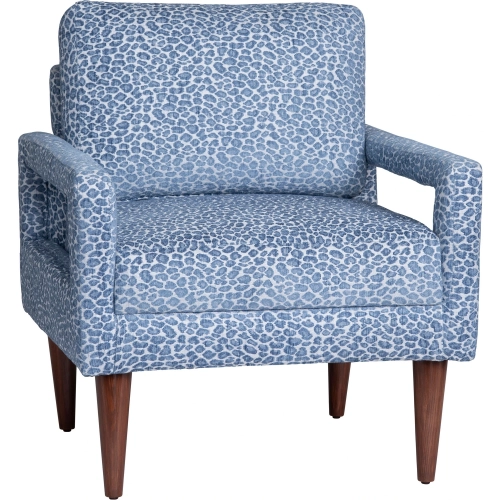 Olaf Accent Chair in Blue Pattern Fabric & Wood