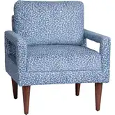 Olaf Accent Chair in Blue Pattern Fabric & Wood