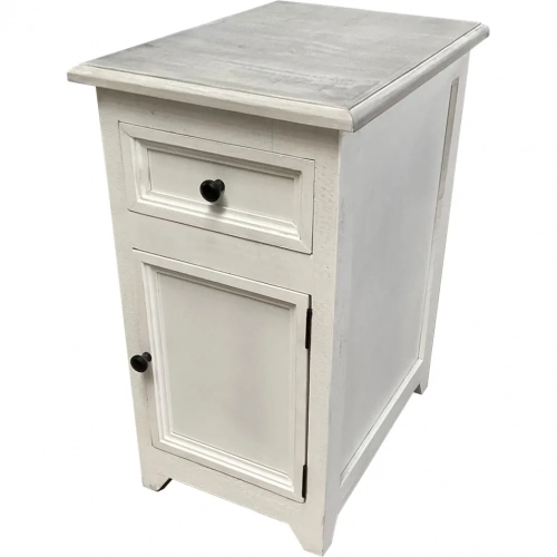 Queenstown Chair Side End Table in White Wood