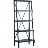 Eastline 4 Shelf Etagere Bookcase in Navy Blue Wood