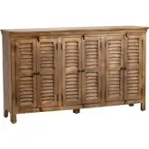 Wiltshire 72" 6 Door Media Credenza Sideboard in Distressed Solid Wood