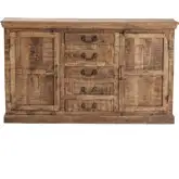 Chapman 69" 2 Door 5 Drawer Media Credenza Sideboard in Distressed Wood
