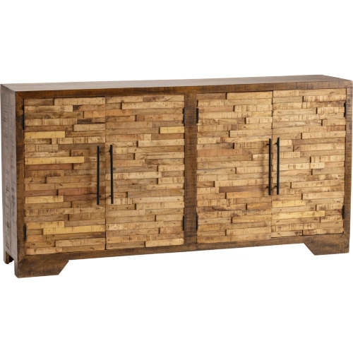 Thompson 72" 4 Door Media Credenza Sideboard in Distressed Solid Wood